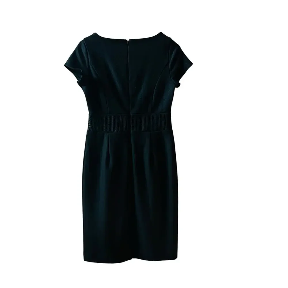 Banana Republic Black Wool Square Neck Short Sleeve Dress Size 6